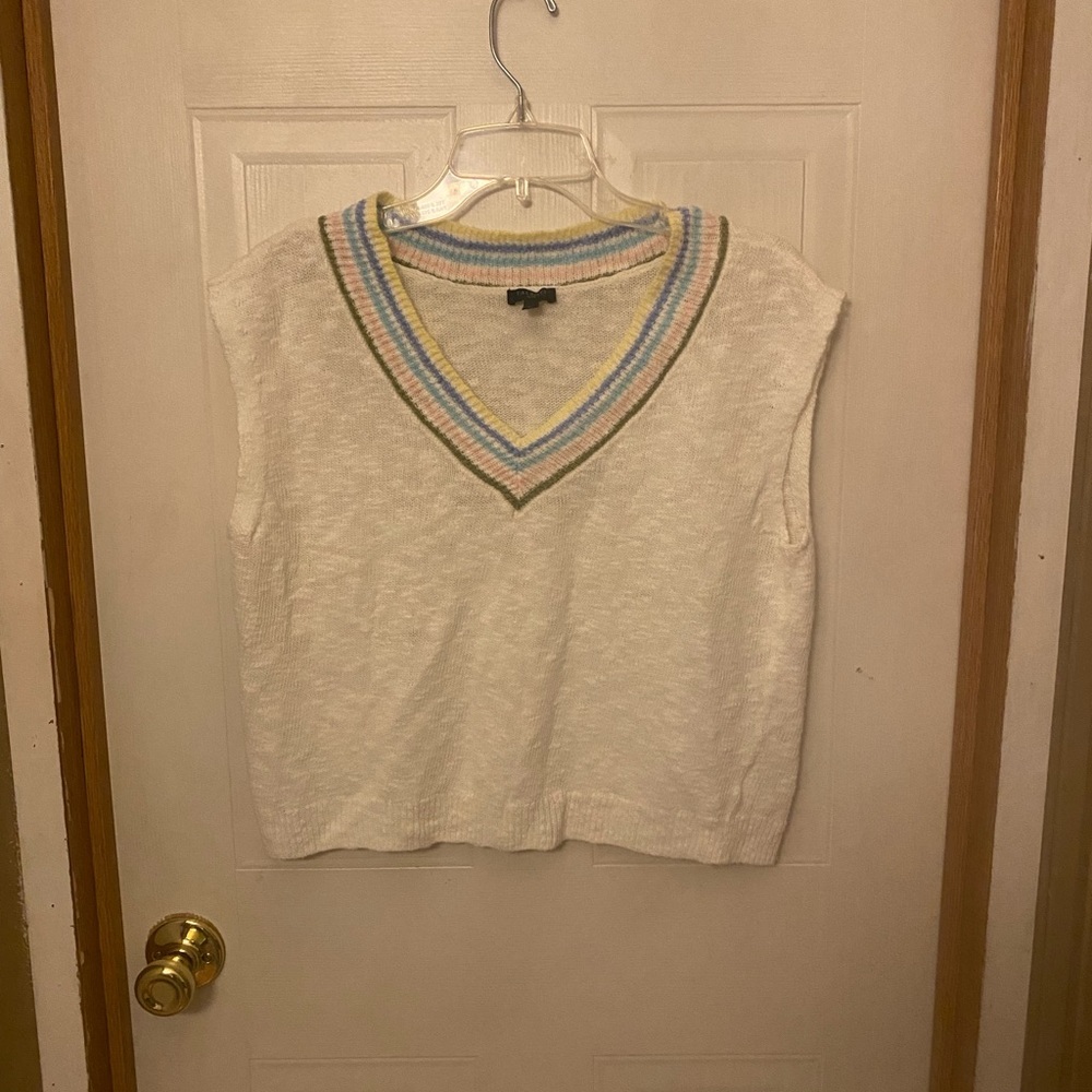 Talbots Cream Gauze Sleeveless Sweater Linen/Cotton